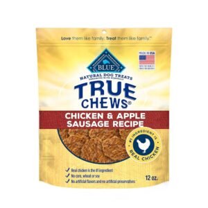 Blue Buffalo True Chews Dog Treats, Made in the USA with Natural Ingredients, Chicken and Apple Sausage Recipe, 12-oz Bag Blue Buffalo True Chews Dog Treats, Made in the USA with Natural Ingredients, Chicken and Apple Sausage Recipe, 12-oz Bag